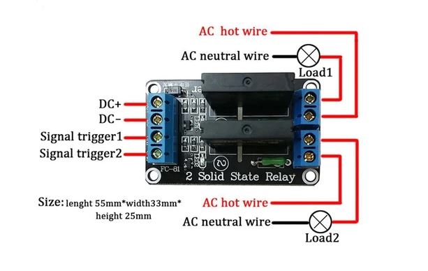 2 Channel 5V DC Relay Module Solid State Low Level trigger