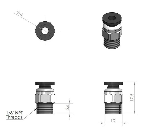 Pneumatic Fitting PC4-01 – Quick Connect Push-to-Connect Fitting