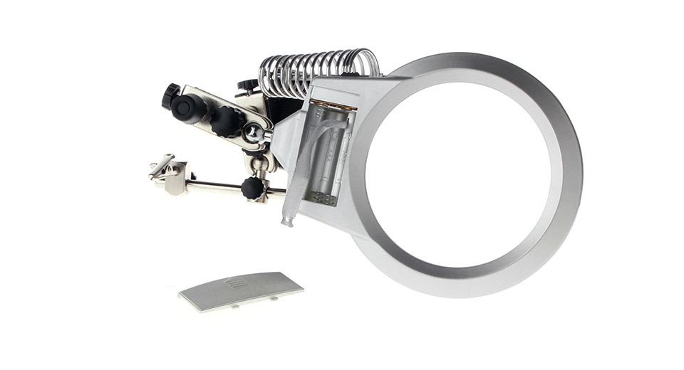 MG16129-A 90mm 2X / 21mm 6X Clamp Form Magnifier Soldering Stand With Two LED Lighting