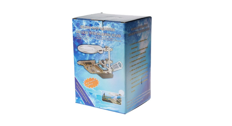 MG16129-A 90mm 2X / 21mm 6X Clamp Form Magnifier Soldering Stand With Two LED Lighting