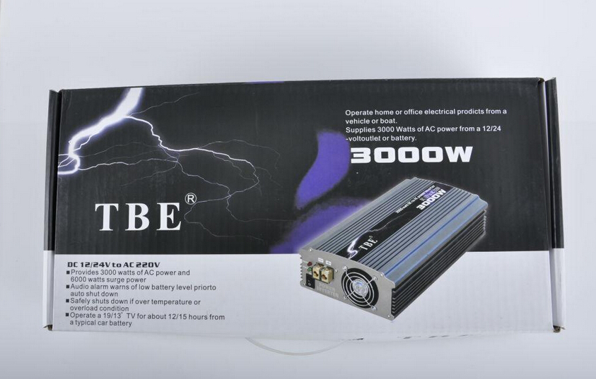 Tbe 3000W Modified 12Vdc To 220V Ac Auto Power Inverter 20Amps With Power Cord Adapter Charger Plug