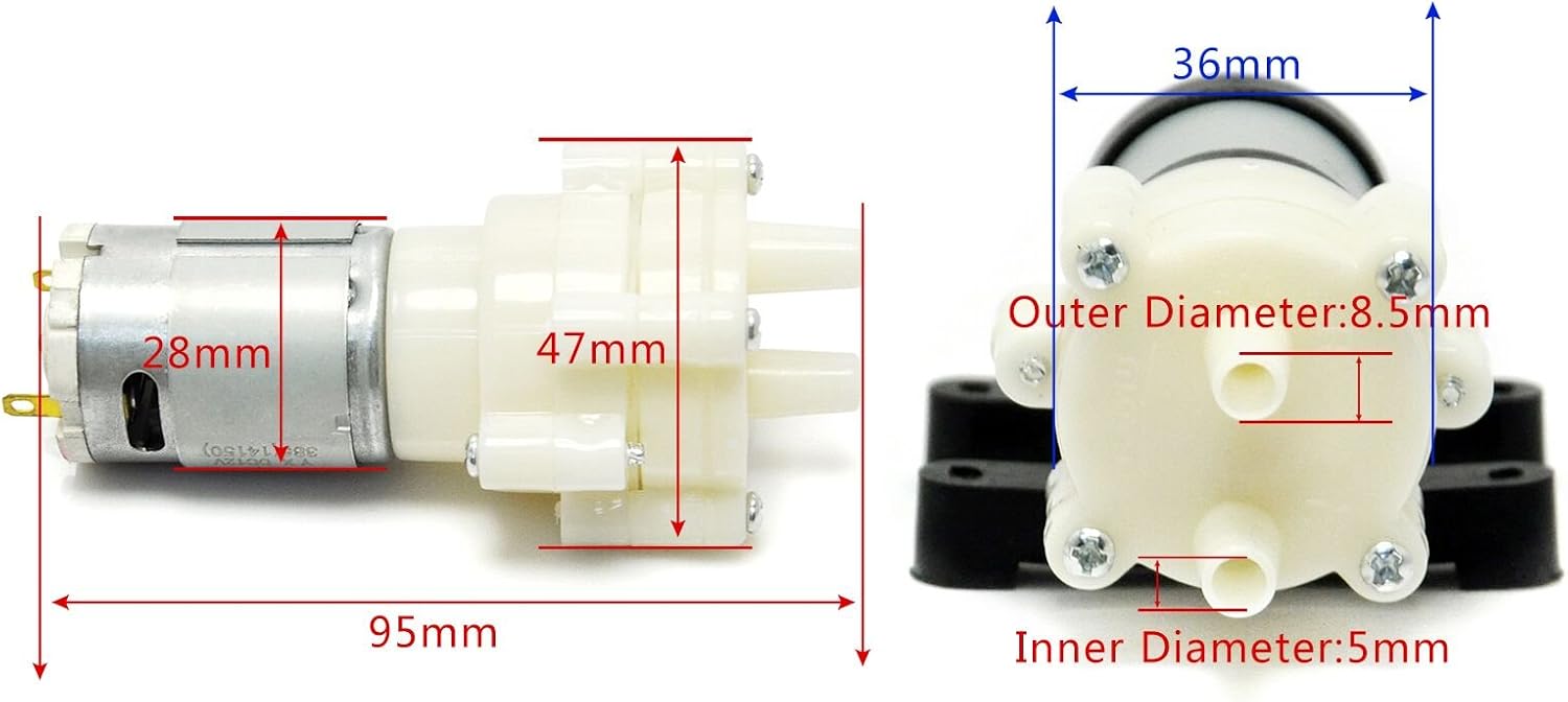 Arduino DC6-12V Mini Aquarium Water Pump R385 – Compact Diaphragm Pump for DIY & Aquariums