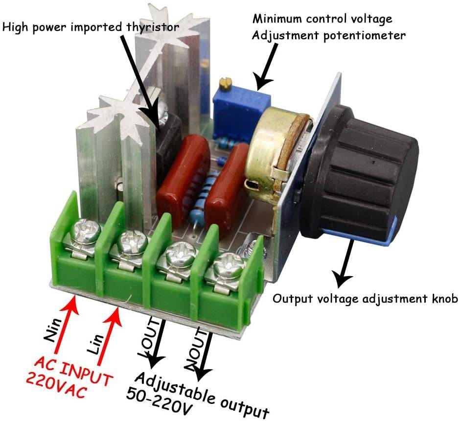 2000W SCR Voltage Regulator Dimming Speed Controller Thermostat AC 220V