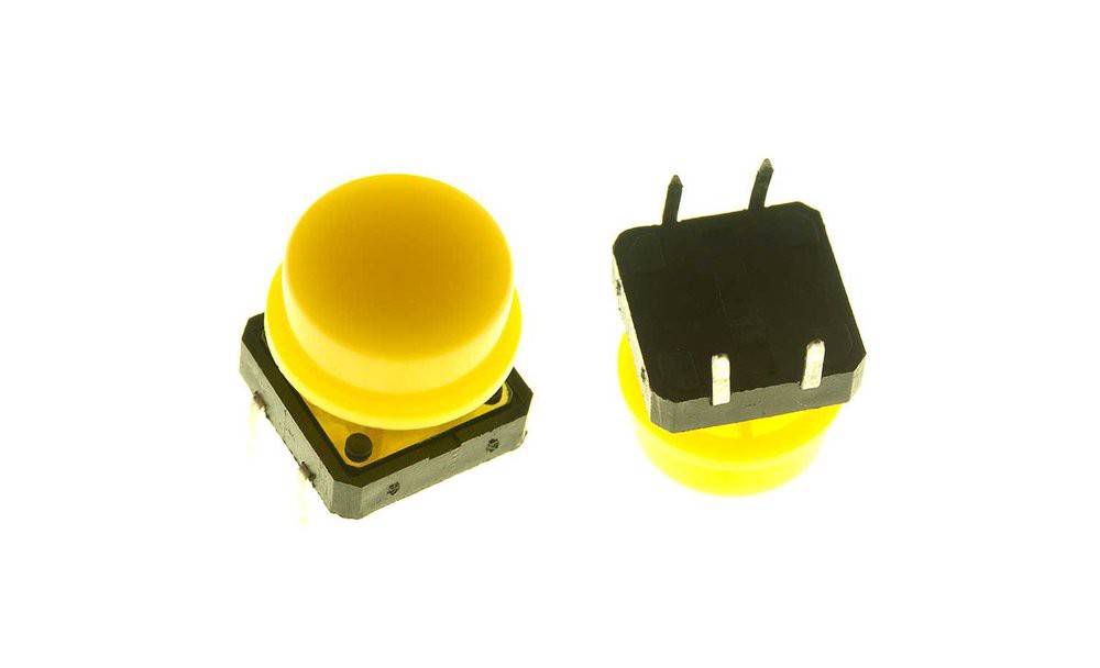 Press 4 Pin With Cap Push Button Yellow
