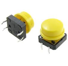 Press 4 Pin With Cap Push Button Yellow