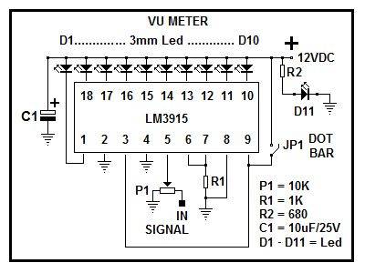 LM3915 – Dot/Bar Display Driver IC with Logarithmic Scale