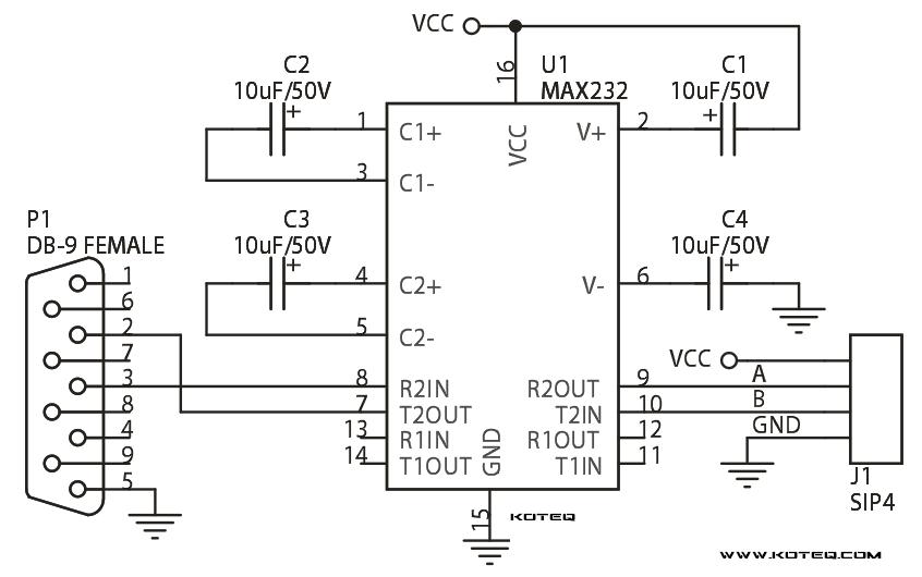 MAX232 Serial Level Converter IC