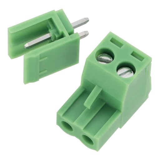 Pluggable Terminal Block 2 Pin 5.08mm Pitch (Straight Pin) – Set of M+F
