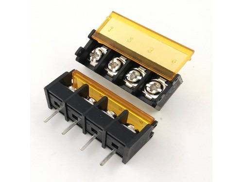 Barrier Terminal Block 4 Pin with Cover 300V/25A 9.5mm Pitch