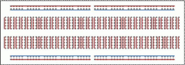 Breadboard Powered Rails 840 Point Breadboard with Power Rails | Electra Store - Electra Store