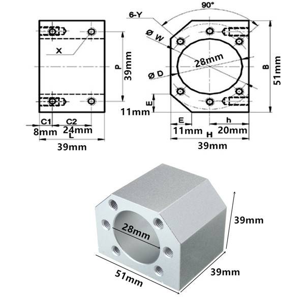 Ballscrew Nut Holder For SFU1605