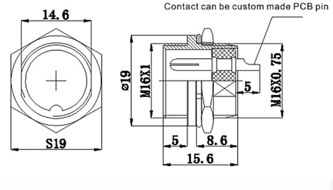 Chassis Mount Connector Plug 4 Pin