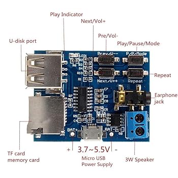 TF/U Disk MP3 Format Decoder Board Amplifier Module