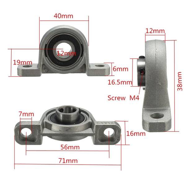 12mm KP001 Self-aligning Vertical Mounted Flange Bearing