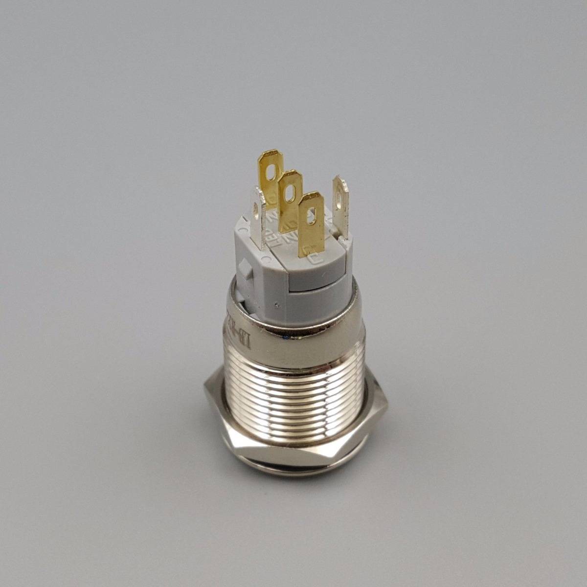 16mm Waterproof Power 12V LED 5Pin ON-OFF Metal Push Button Switch + Connector