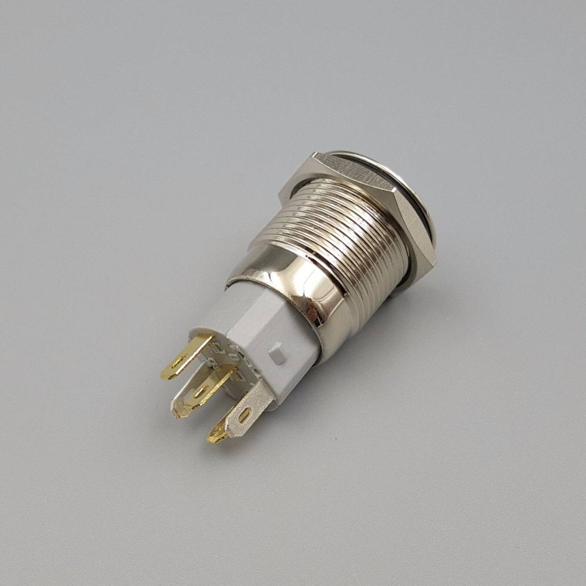 16mm Waterproof Power 12V LED 5Pin ON-OFF Metal Push Button Switch + Connector