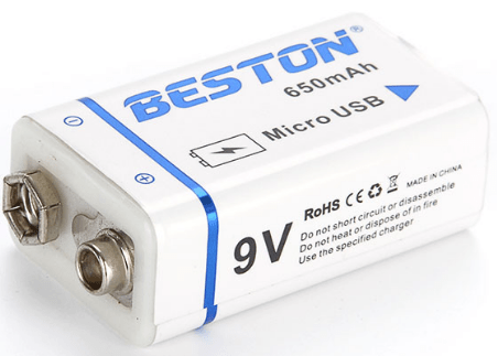 BESTON USB 9v 650mAh Li-ion Lithium Rechargeable Battery
