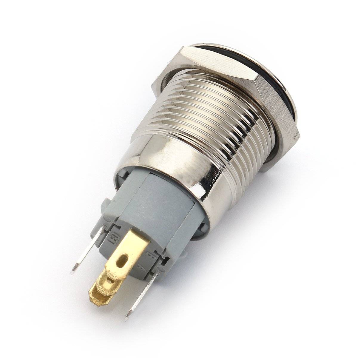 16mm 12V 5Pin Waterproof Metal Push Button Switch With White LED Ring