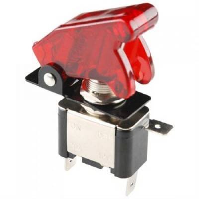 12V 20A LED Toggle Missile Switch with Transparent Red Cover