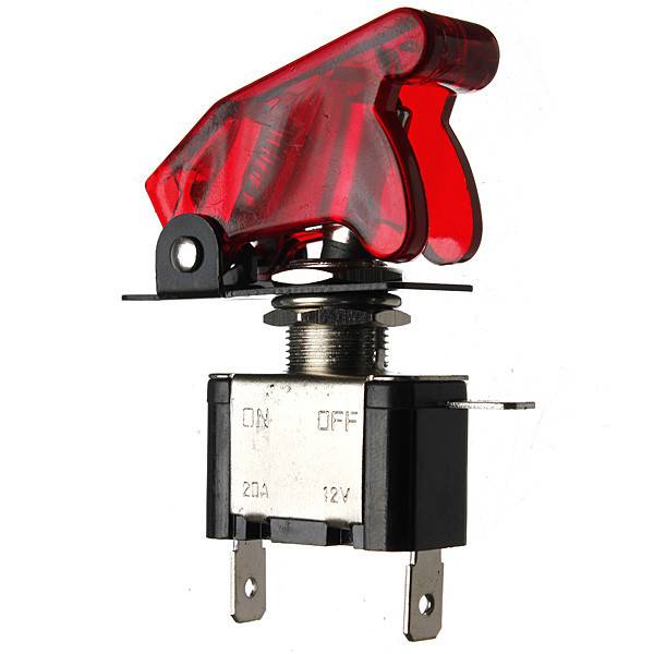 12V 20A LED Toggle Missile Switch with Transparent Red Cover