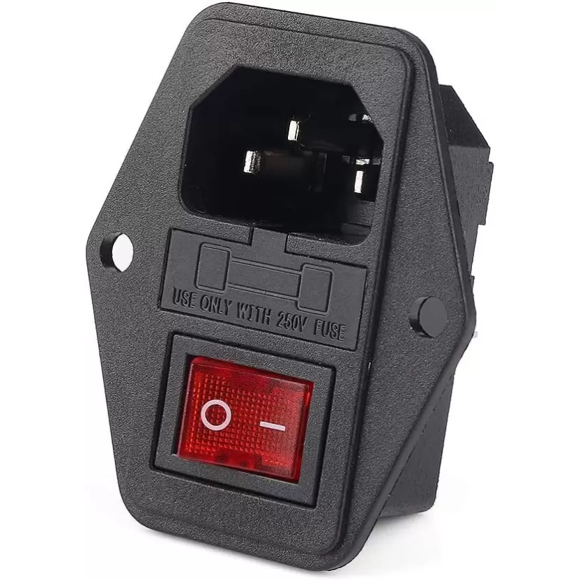 AC Power Connector With On/Off Switch and Fuse Compartment