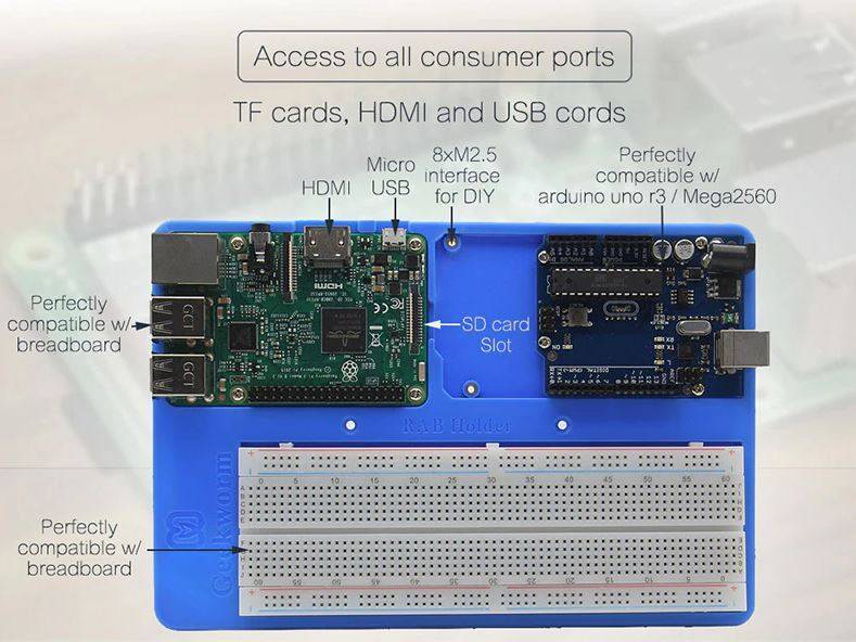 5 in 1 RAB Holder Breadboard ABS Base For Raspberry Pi Arduino UNO R3 Mega 2560