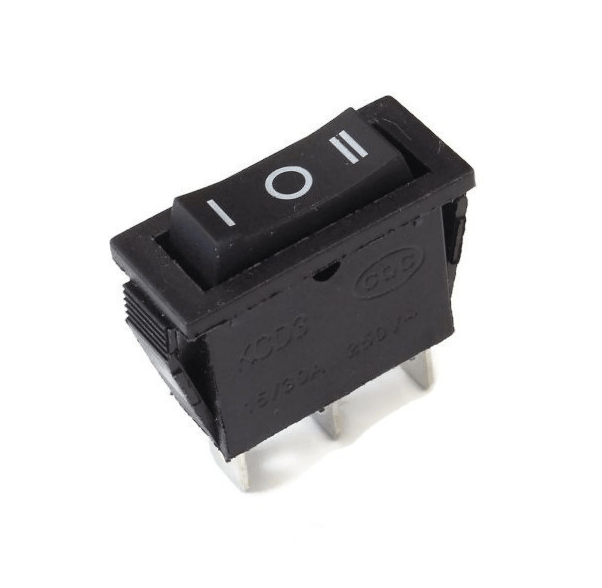 Rocker Switch On-Off-On 15A/250VAC KCD3 Dim: 25x10mm