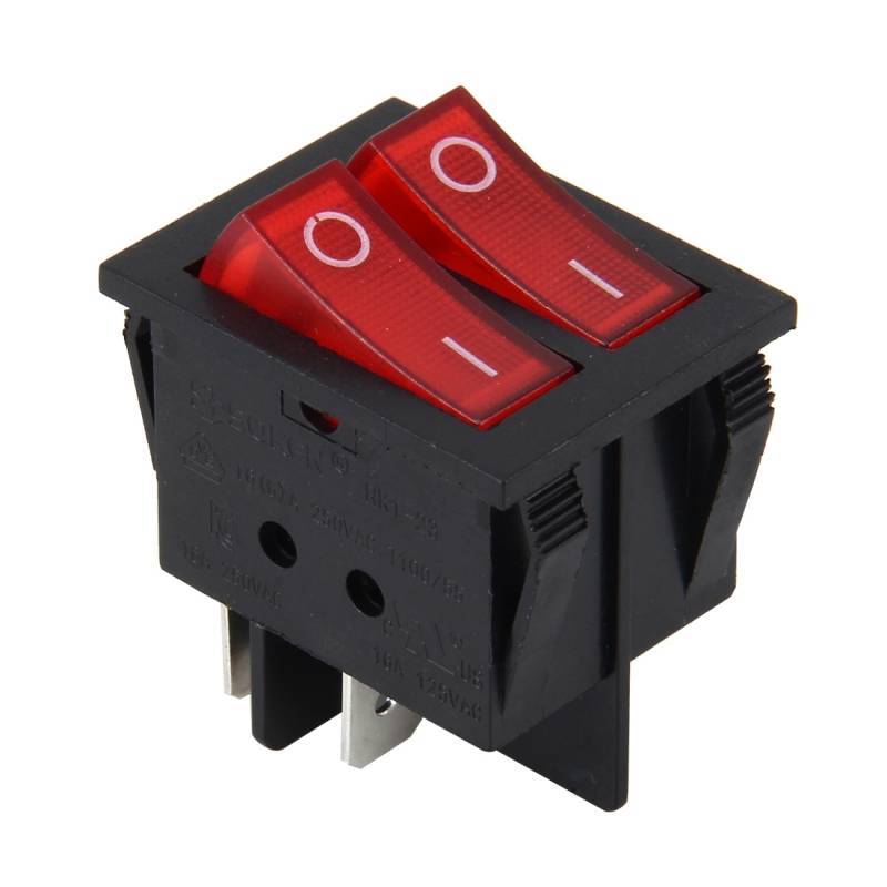 KCD8-212N Dual SPST ON/OFF Switch 16A/250V 20A/125 VAC 4Pin