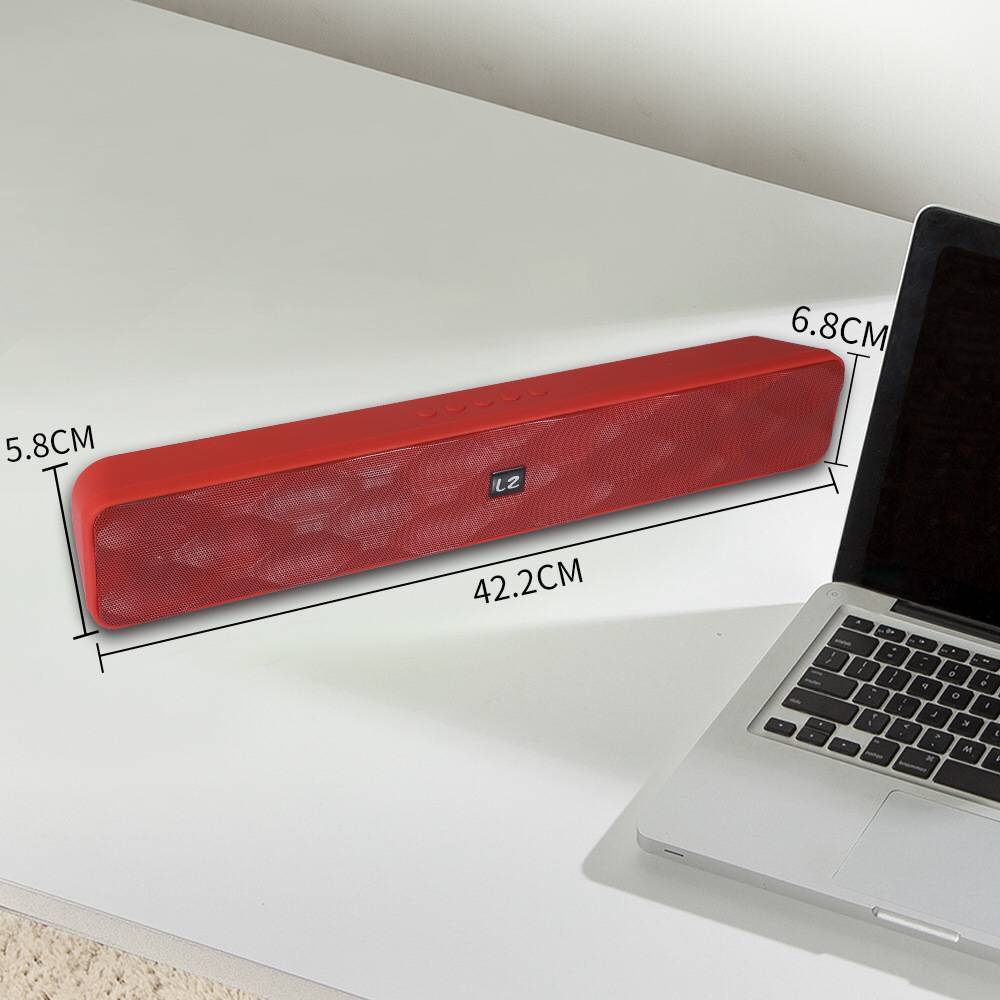 Wireless Bluetooth Speaker Metal USB AUX TF Card LZ E30 - Red