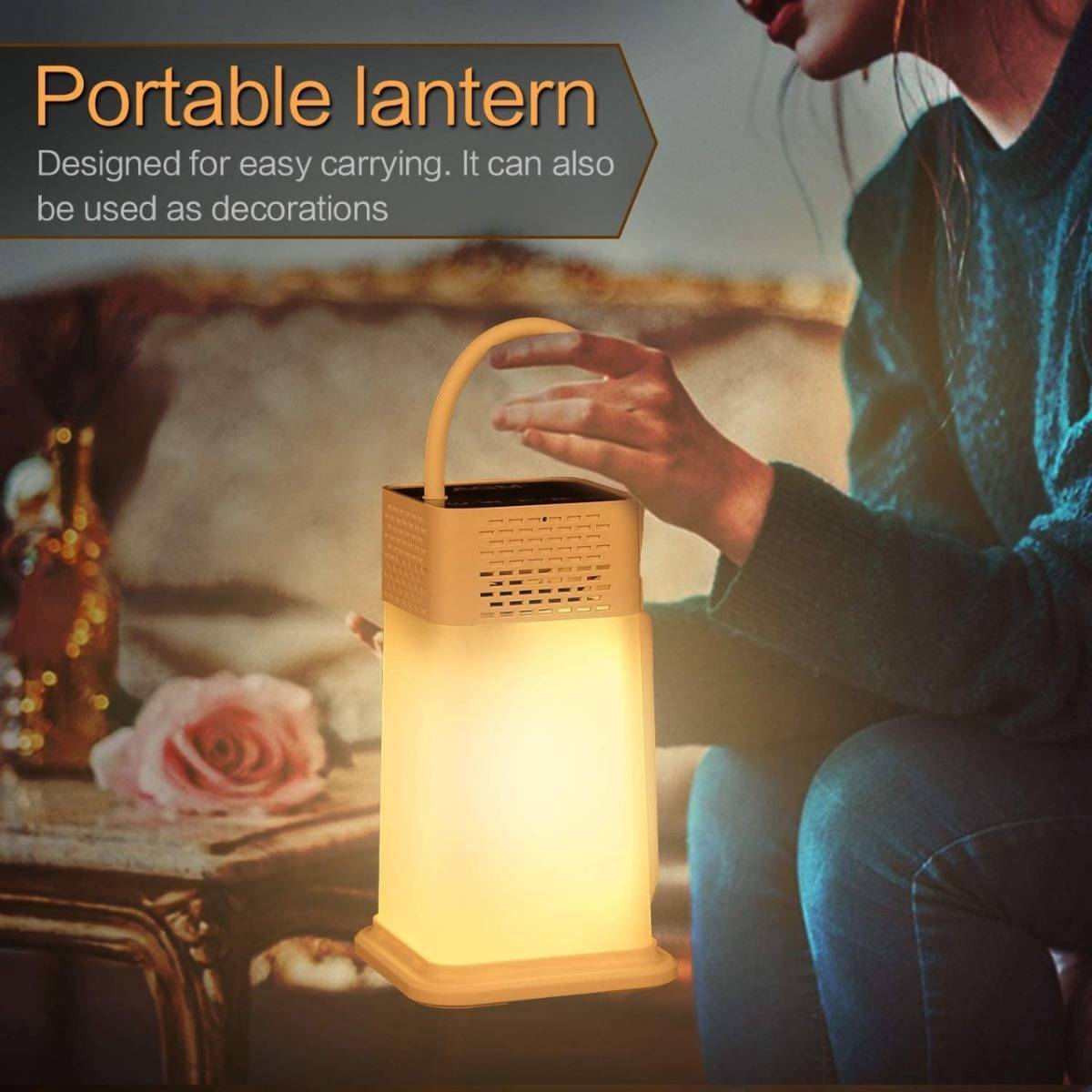 LED Desk Lamp - 2 in 1 Table Lamp with Portable Bluetooth Speaker, Night Lamp Warm Light Adjustable Brightness, MP3 Player, Hands Free for Indoor and Party Lighting J18 - Baby Blue