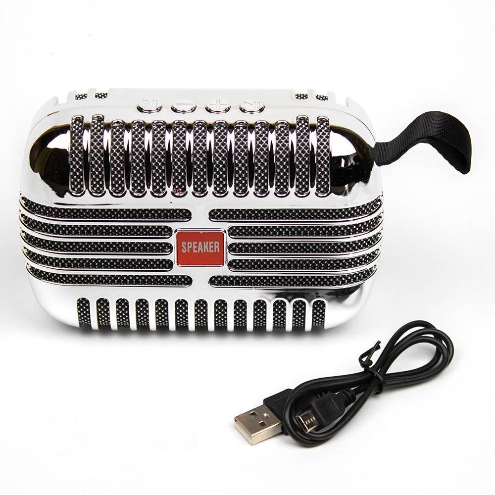 Wireless Portable Metal Bluetooth Speaker Metal USB AUX TF Card T18 - Silver