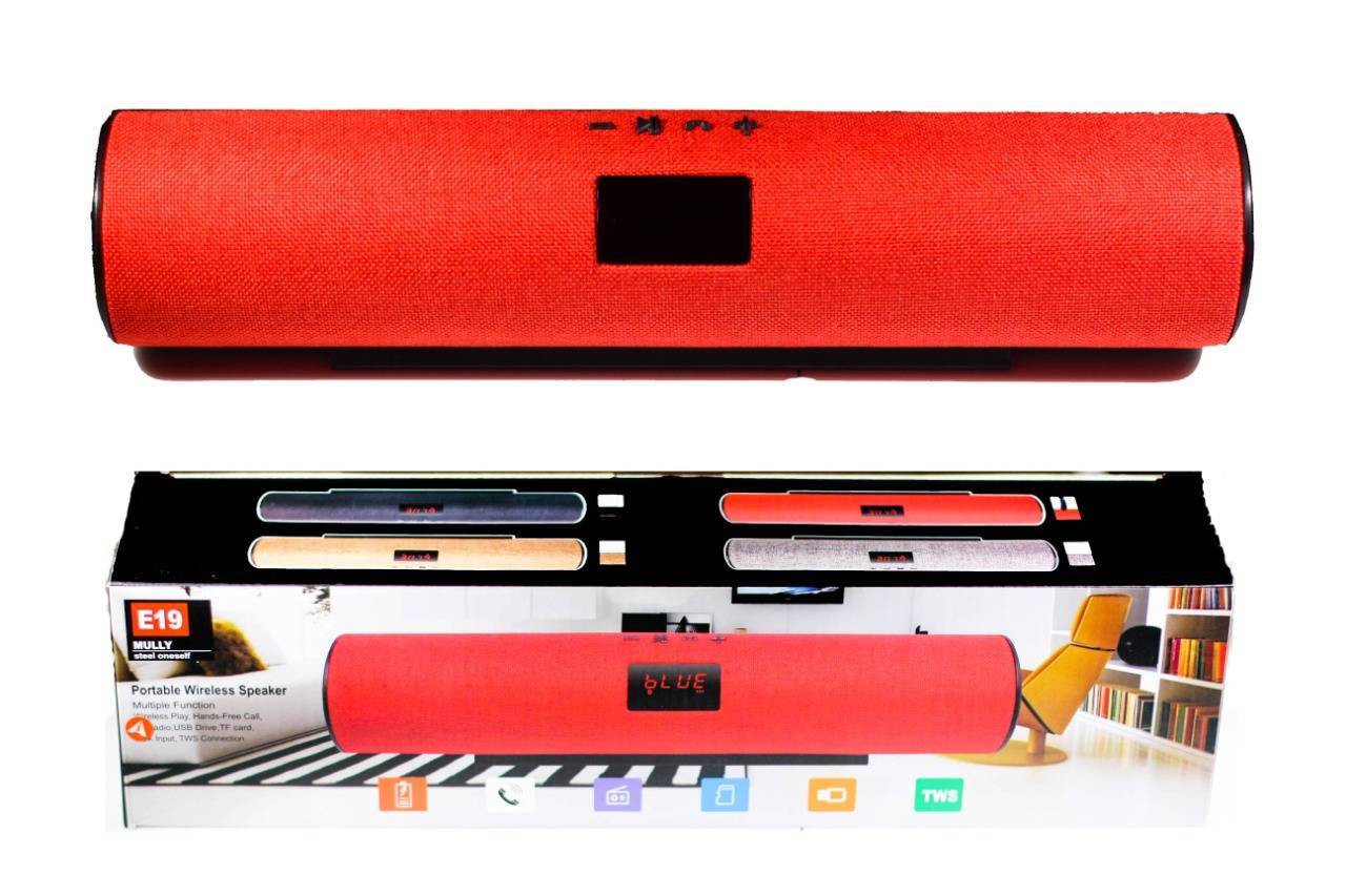 Portable Wireless High Quality Bluetooth Speaker Mully E19 with USB and TF Card Slot - Red