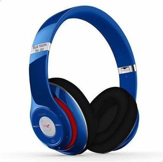 Wireless Bluetooth Over-Ear Headphones TM-010 Foldable SuperBass Stereo Earphones Headset - Blue