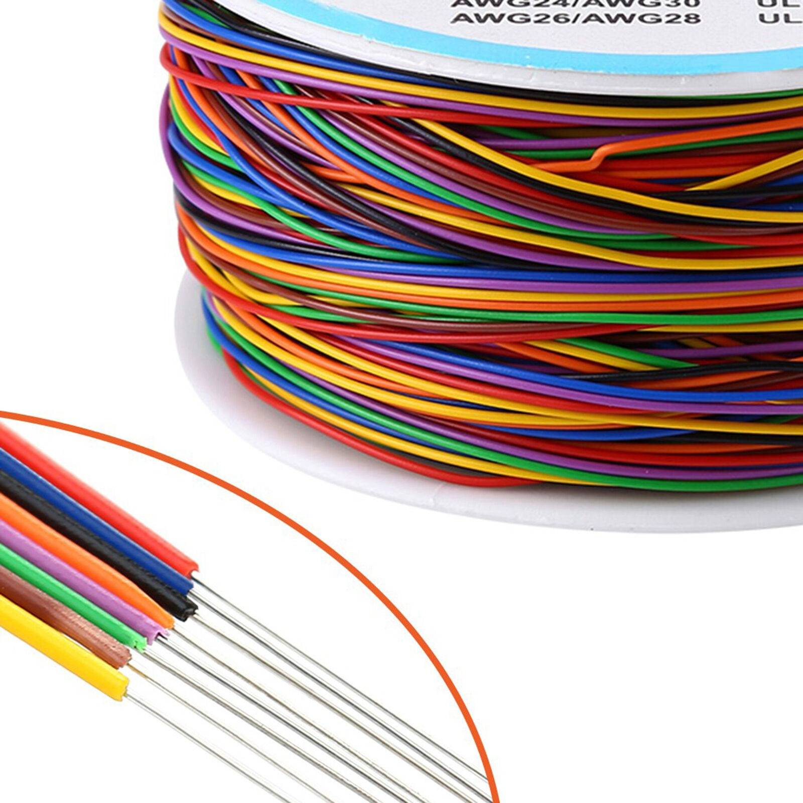 8-Wire Colored Insulation Wrapping Wire (P/N B-30-1000) 300M 30AWG