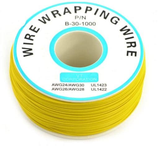 1M Yellow Insulation Wrapping Wire (P/N B-30-1000) 30AWG