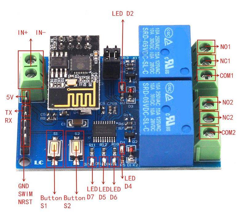 ESP8266 5V WIFI Relay Module 2 Channel