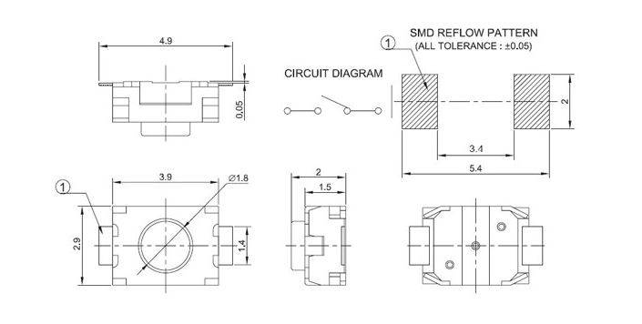 Micro Tactile Switch SMD 2 Pin Push Button