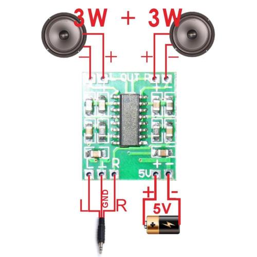 PAM8403 5V Two-channel Stereo Mini Class-D 3W+3W Audio Amplifier