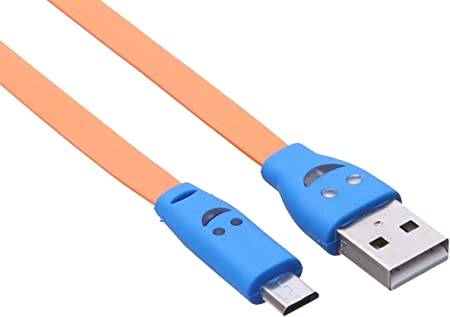 micro USB Cable With Smiley Design and Indicator Light -Black