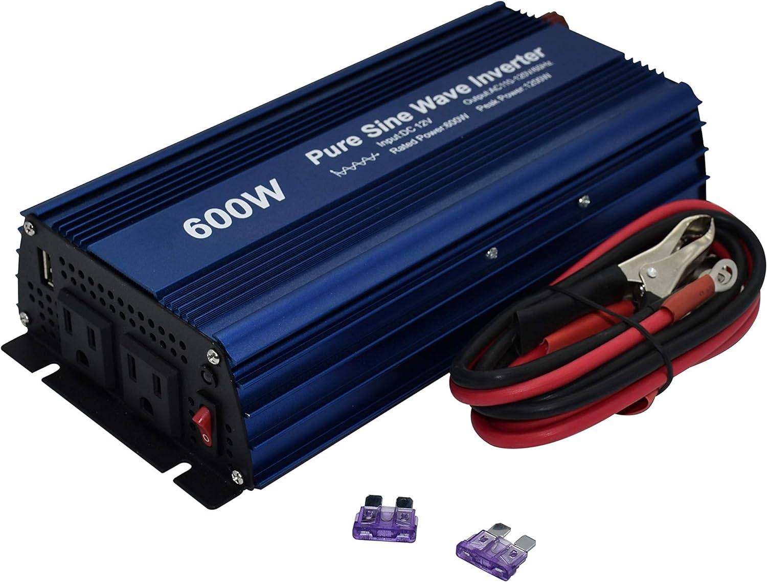 Jarett Pure Sine Wave Inverter 600W Dual Outlet Output DC 12V to AC120V