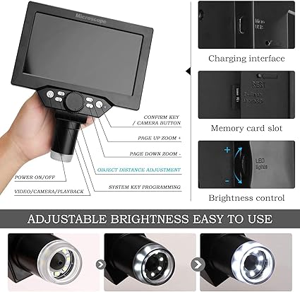 Portable 12MP Digital Microscope With 7 Inch HD LCD