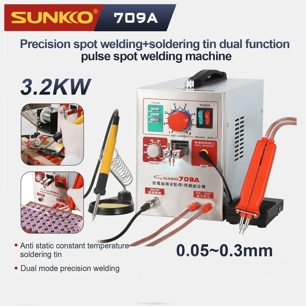 SUNKKO 709A Pulse Spot Welder Machine 3.2KW with Soldering Iron