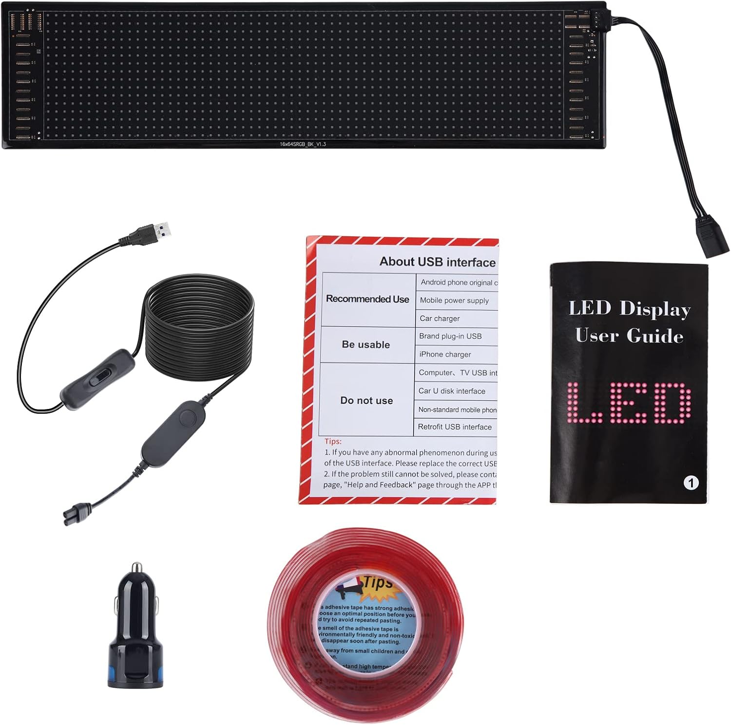 LED Matrix Panel Bluetooth APP Control – Model: JTPD-03-001 (12x68cm)