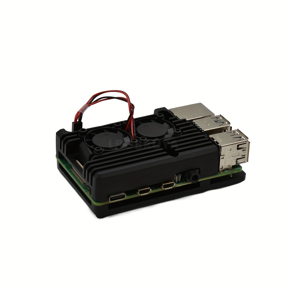 Raspberry Pi4 Model B Aluminum Case Shell Enclosure with w/ Dual Cooling Fan