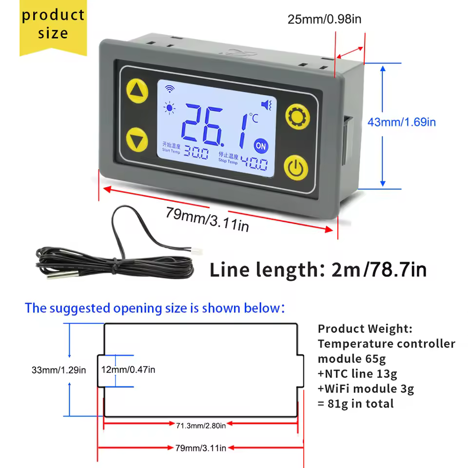 Remote Control Thermostat 6-30V 110-220V Digital Temperature Controller Module without wifi