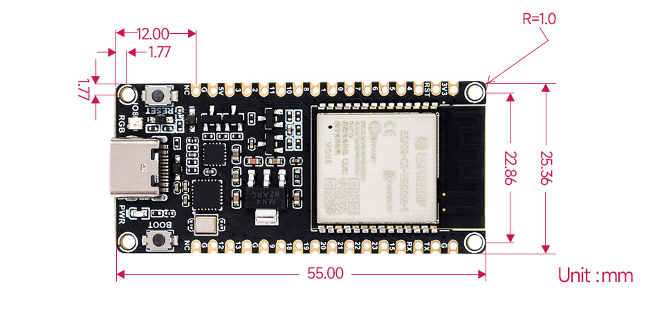 ESP32-C6 WiFi Bluetooth Development Core Board ESP32-C6 WROOMN8 Type-C Kit