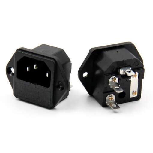 AC Power Socket 3 Pin Male Plug Connector 10A 250V With Fuse Compartment