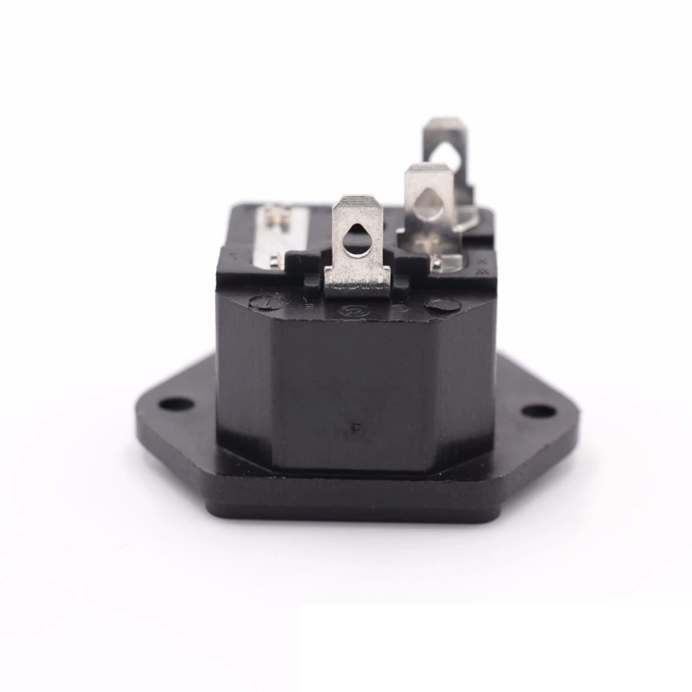 AC Power Socket 3 Pin Male Plug Connector 10A 250V With Fuse Compartment