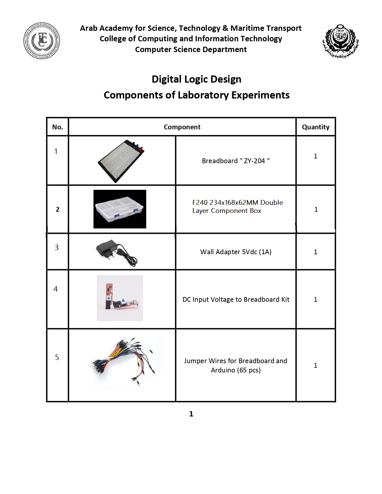 AAST Computer Science KIT -Digital Logic Lab