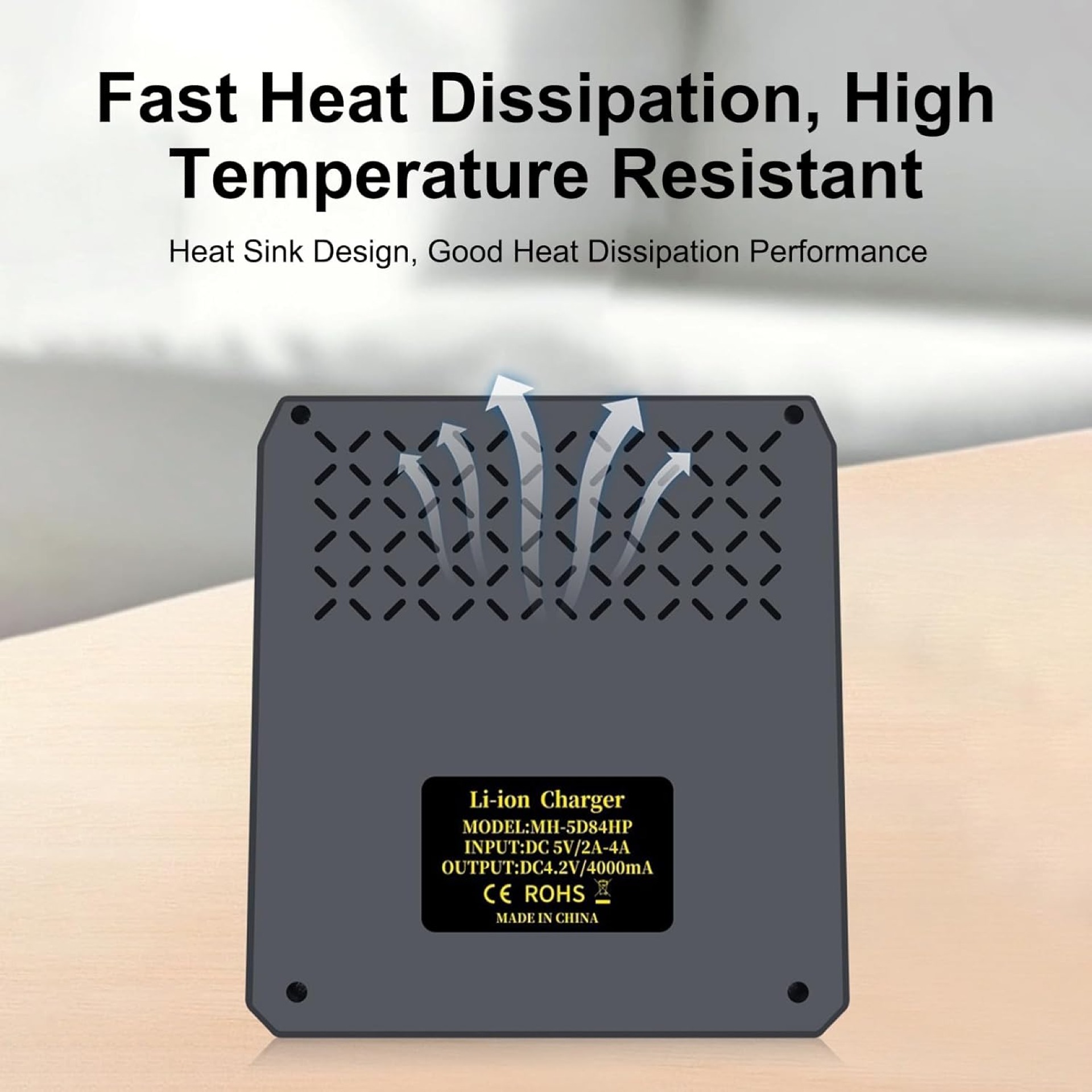 MH-5D84HP USB-C 4-Slot 18650/21700 Charger | 4.2V 4000mA, Independent Charging - Image 2